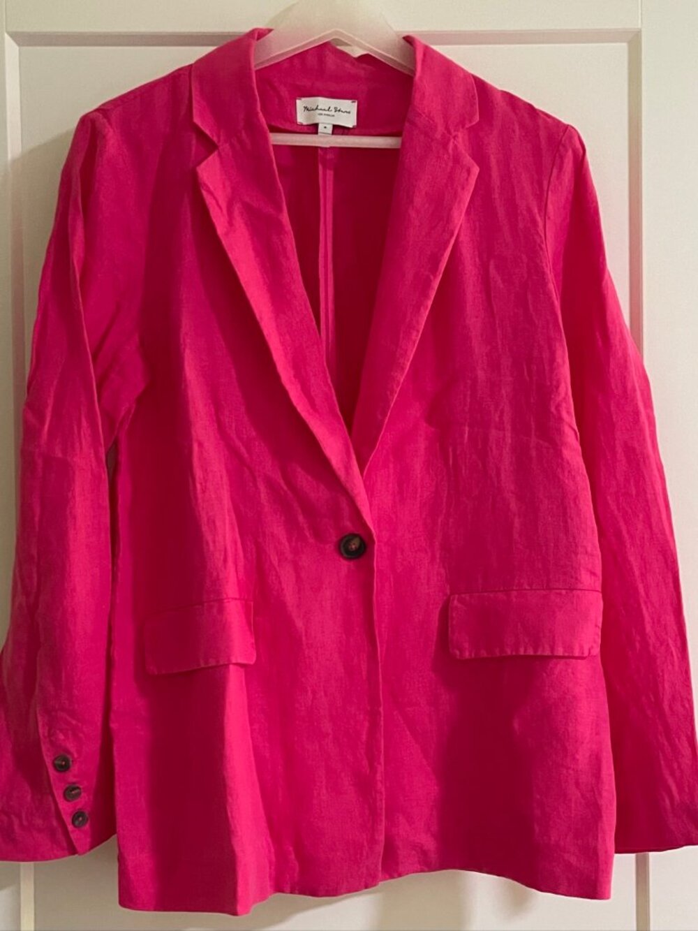 Michael Stars Hot Pink Linen Blazer Size M